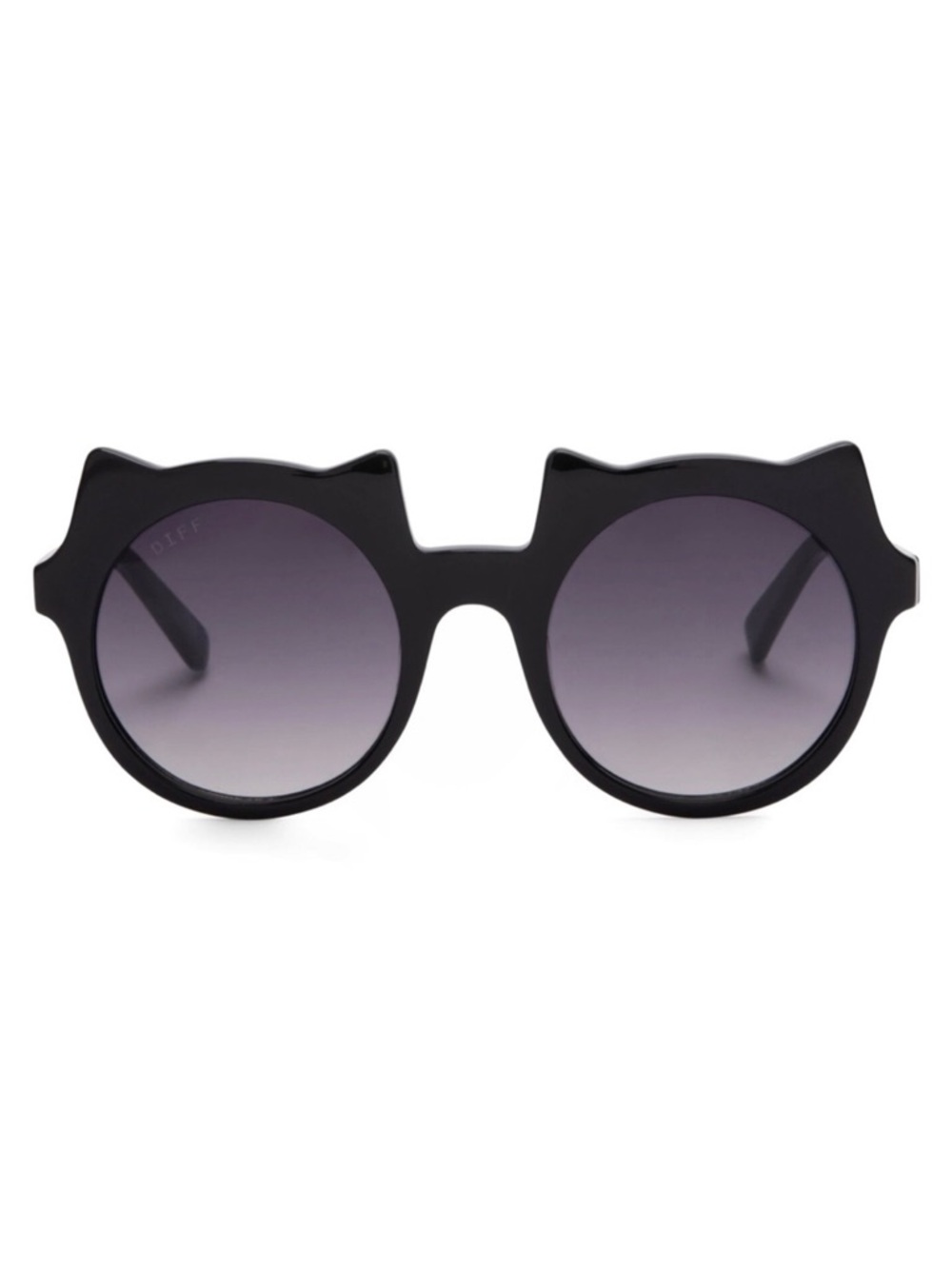DIFF Lucky Cat Sunglasses Black Frame Grey Gradient Lens NIB